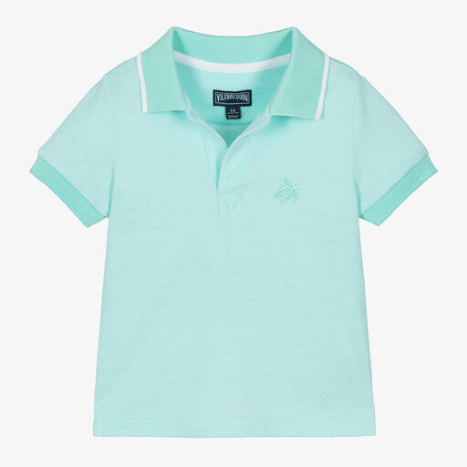 Vilebrequin-Boys Turquoise Blue Cotton Polo Shirt | Childrensalon