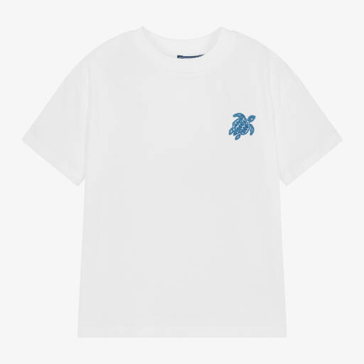 Vilebrequin-Boys White Organic Cotton T-Shirt | Childrensalon