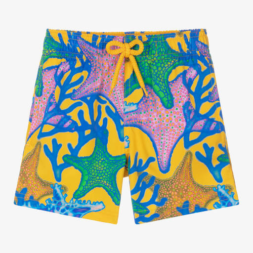 Vilebrequin-Boys Yellow Glowed Stars Swim Shorts | Childrensalon