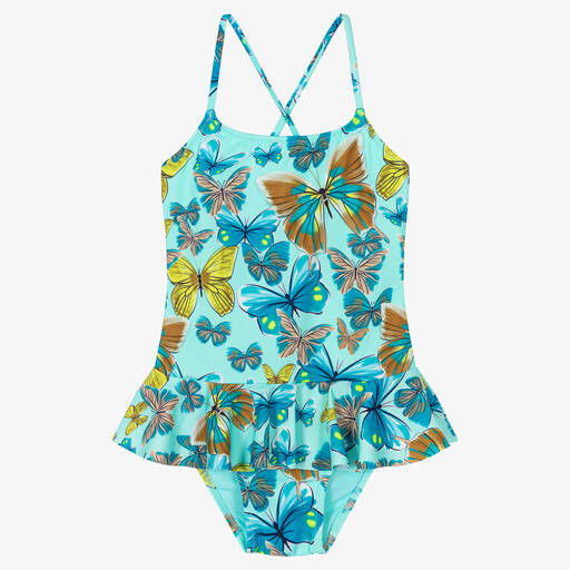 Vilebrequin-Girls Blue Butterfly Swimsuit | Childrensalon
