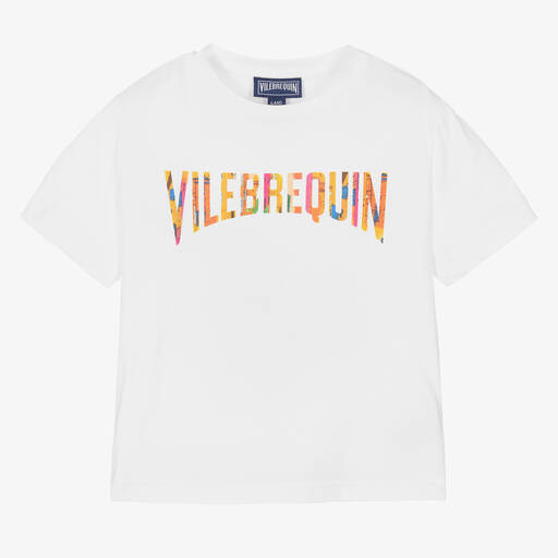 Vilebrequin-Girls White Cotton T-Shirt | Childrensalon