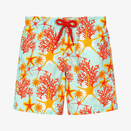 Vilebrequin-Teen Boys Blue Coral Swim Shorts | Childrensalon
