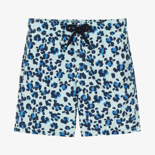 Vilebrequin-Teen Boys Blue Leopard Print Swim Shorts | Childrensalon
