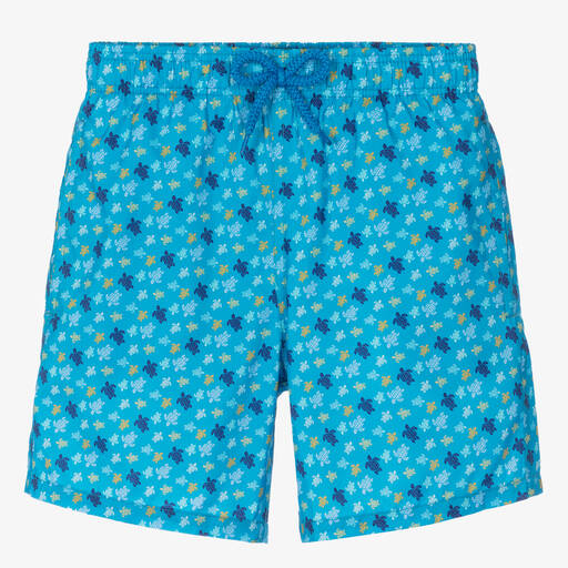 Vilebrequin-Teen Boys Blue Micro Turtle Swim Shorts | Childrensalon