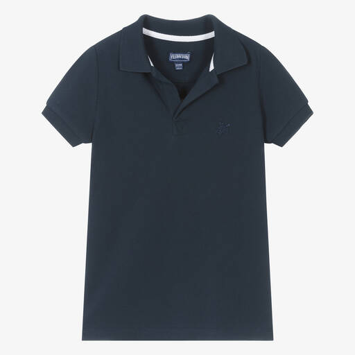 Vilebrequin-Teen Boys Blue Organic Cotton Polo Shirt | Childrensalon