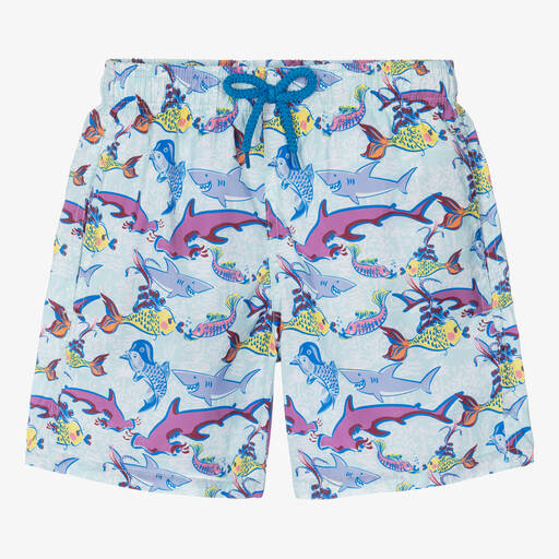 Vilebrequin-Teen Boys Blue Sea Print Swim Shorts | Childrensalon