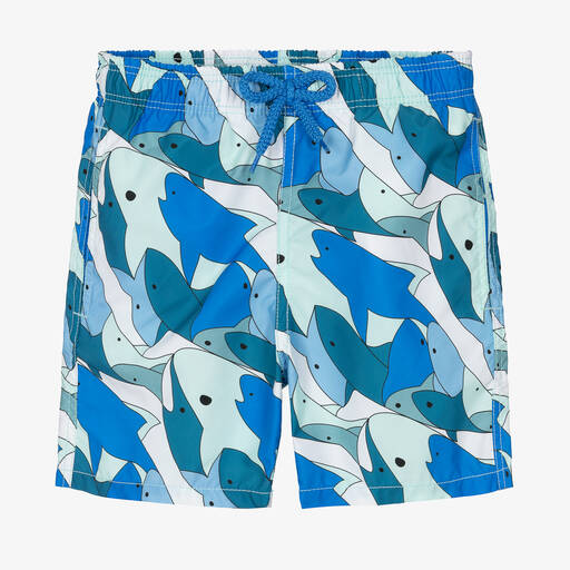 Vilebrequin-Teen Boys Blue Shark Swim Shorts | Childrensalon
