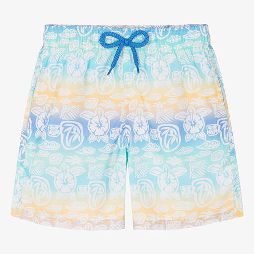 Vilebrequin-Teen Boys Blue Tropical Print Swim Shorts | Childrensalon