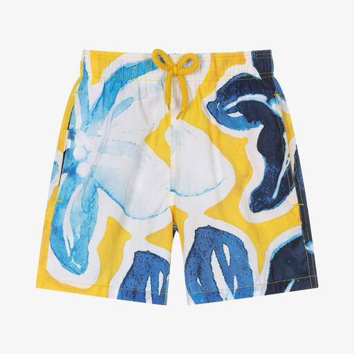 Vilebrequin-Geblümte Teen Badeshorts Blau/Gelb | Childrensalon