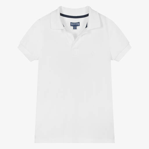 Vilebrequin-Teen Boys White Organic Cotton Polo Shirt | Childrensalon