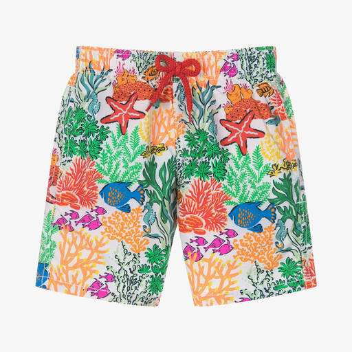 Vilebrequin-Белые плавки-шорты с красными кораллами | Childrensalon