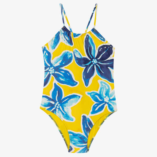 Vilebrequin-Teen Girls Yellow & Blue Floral Swimsuit | Childrensalon