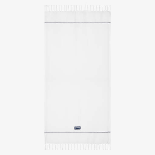 Vilebrequin-Белое хлопковое пляжное полотенце с кисточками (169см) | Childrensalon