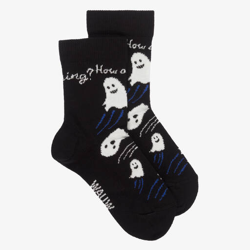 Wauw Capow-Black Organic Cotton Ghost Socks | Childrensalon