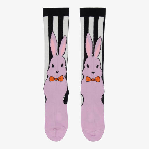 Wauw Capow-Черно-фиолетовые носки с кроликами | Childrensalon