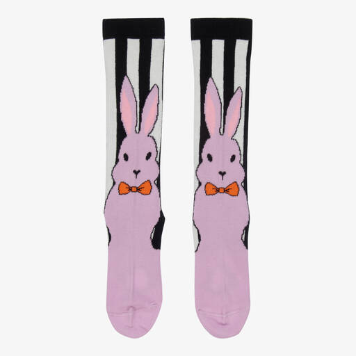 Wauw Capow-Chaussettes noires/violettes Lapin | Childrensalon