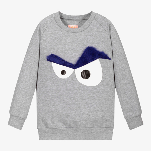 Wauw Capow-Grey Cotton Monster Sweatshirt | Childrensalon