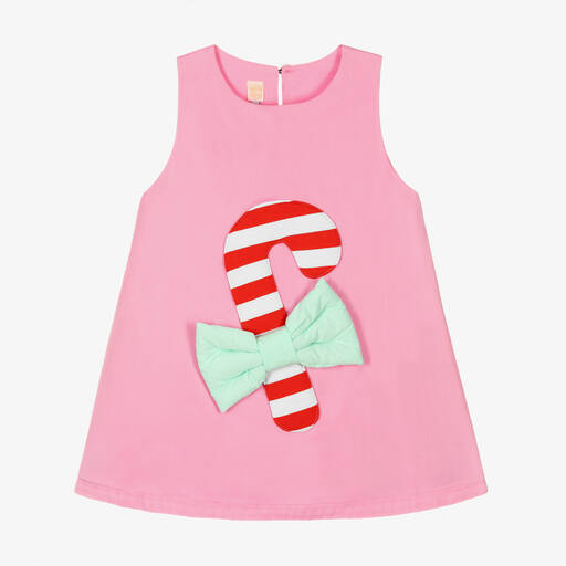 Wauw Capow-Girls Pink Cotton Candy Cane Dress | Childrensalon