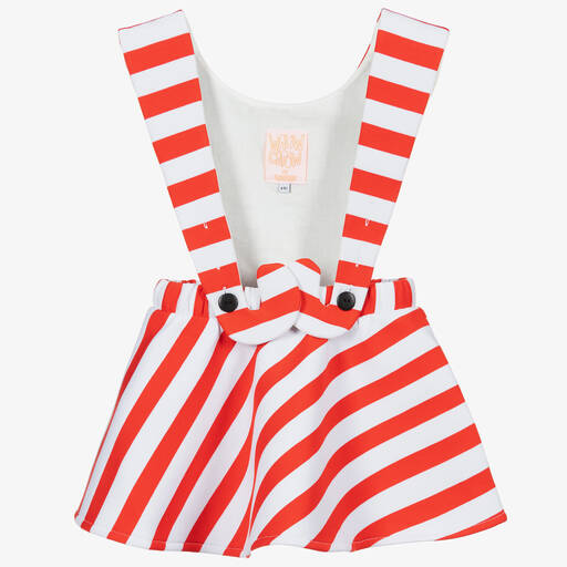 Wauw Capow-Girls Red & White Striped Candy Cane Skirt | Childrensalon