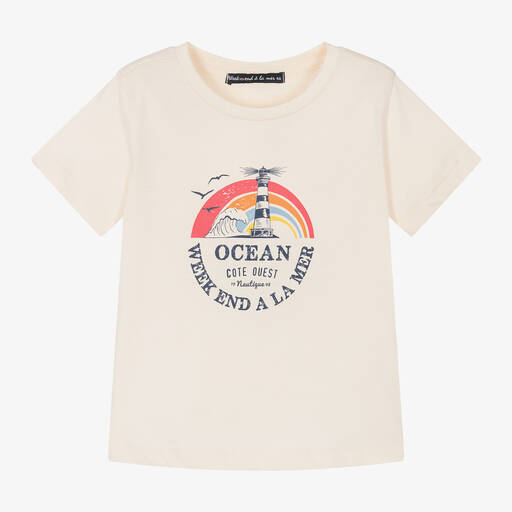 Week-end à la mer-Boys Ivory Cotton Lighthouse T-Shirt | Childrensalon