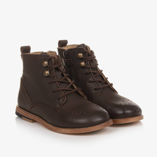 Young Soles-Dark Brown Brogue Ankle Boots | Childrensalon