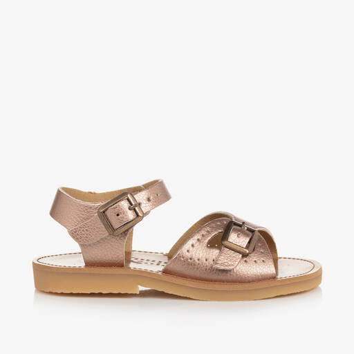 Young Soles-Girls Rose Gold Faux Leather Sandals | Childrensalon
