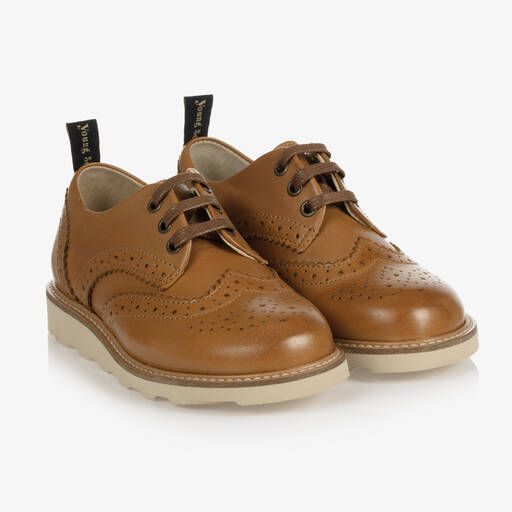Young Soles-Tan Brown Leather Brogue Shoes | Childrensalon