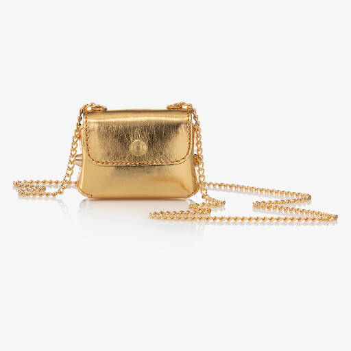 Zaccone-Girls Metallic Gold Leather Mini Bag (8cm) | Childrensalon