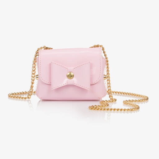 Zaccone-Розовая кожаная сумочка с бантом для девочек (12см) | Childrensalon