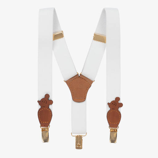 Zaccone-Bretelles blanches en cuir et coton | Childrensalon