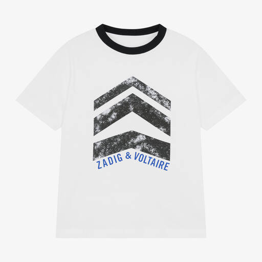 Zadig&Voltaire-Boys White Cotton T-Shirt | Childrensalon