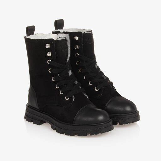 Zadig&Voltaire-Girls Black Leather Ankle Boots | Childrensalon