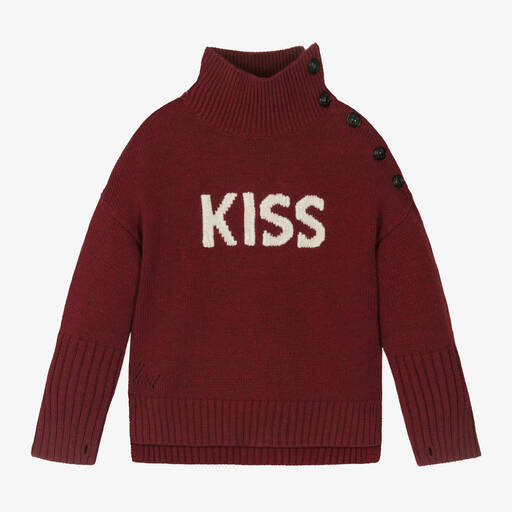 Zadig&Voltaire-Girls Red Wool Knit Sweater | Childrensalon