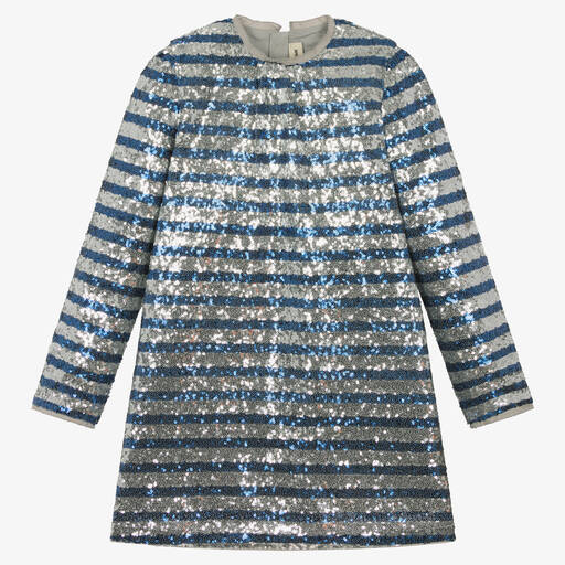 Zadig&Voltaire-فستان مزين بترتر لون أزرق وفضّي تينز بناتي | Childrensalon