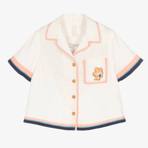 Zimmermann-Girls Ivory Nautical Print Cotton Shirt | Childrensalon