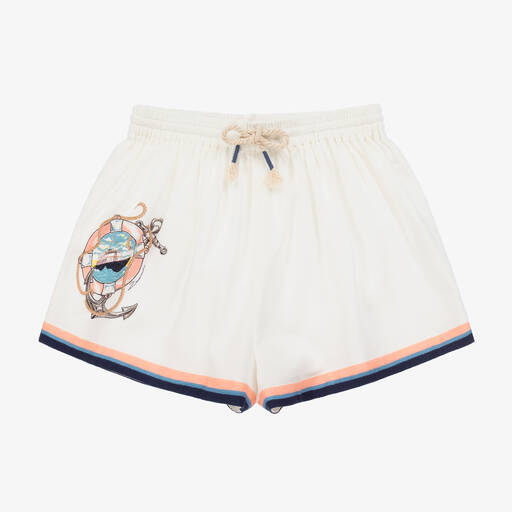 Zimmermann-Girls Ivory Nautical Print Cotton Shorts | Childrensalon