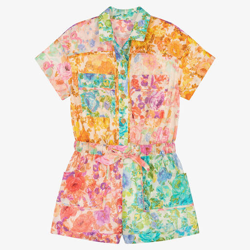 Zimmermann-Girls Multicoloured Floral Cotton Playsuit | Childrensalon