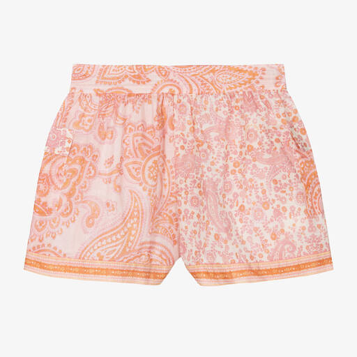 Zimmermann-Girls Pink Cotton Paisley Print Shorts | Childrensalon