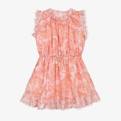 Zimmermann-Girls Pink Paisley Cotton Dress | Childrensalon