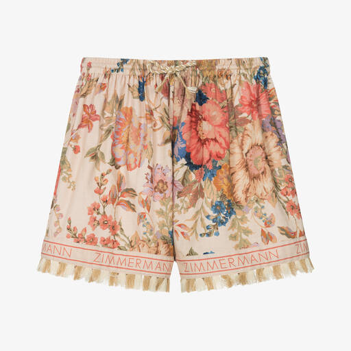 Zimmermann-Teen Girls Pink Cotton Floral Shorts | Childrensalon