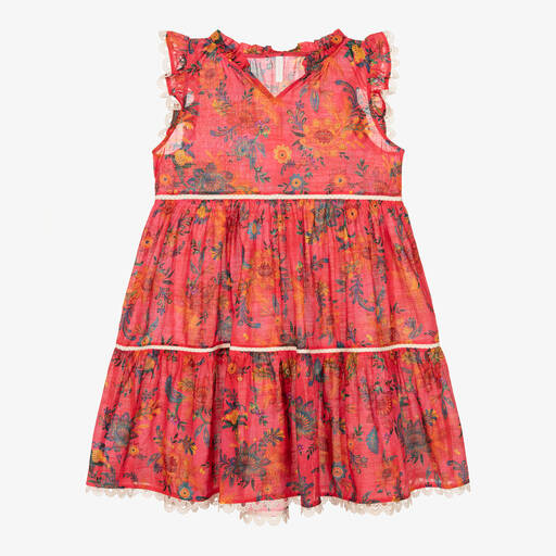 Zimmermann-فستان تينز بناتي قطن لون زهري بطبعة ورود | Childrensalon
