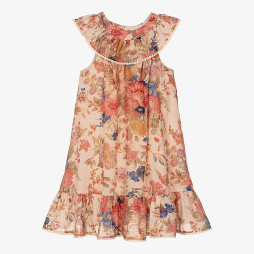 Zimmermann-Розовое хлопковое платье с цветами | Childrensalon