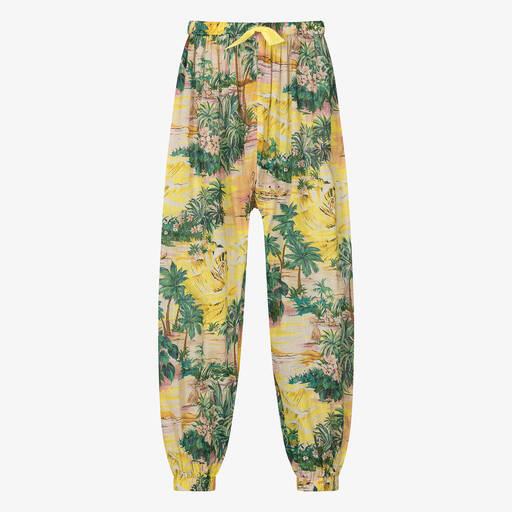 Zimmermann-Pantalon jaune en coton à palmiers | Childrensalon