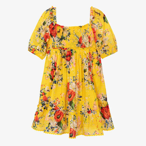 Zimmermann-Teen Girls Yellow Floral Puff Sleeve Dress | Childrensalon