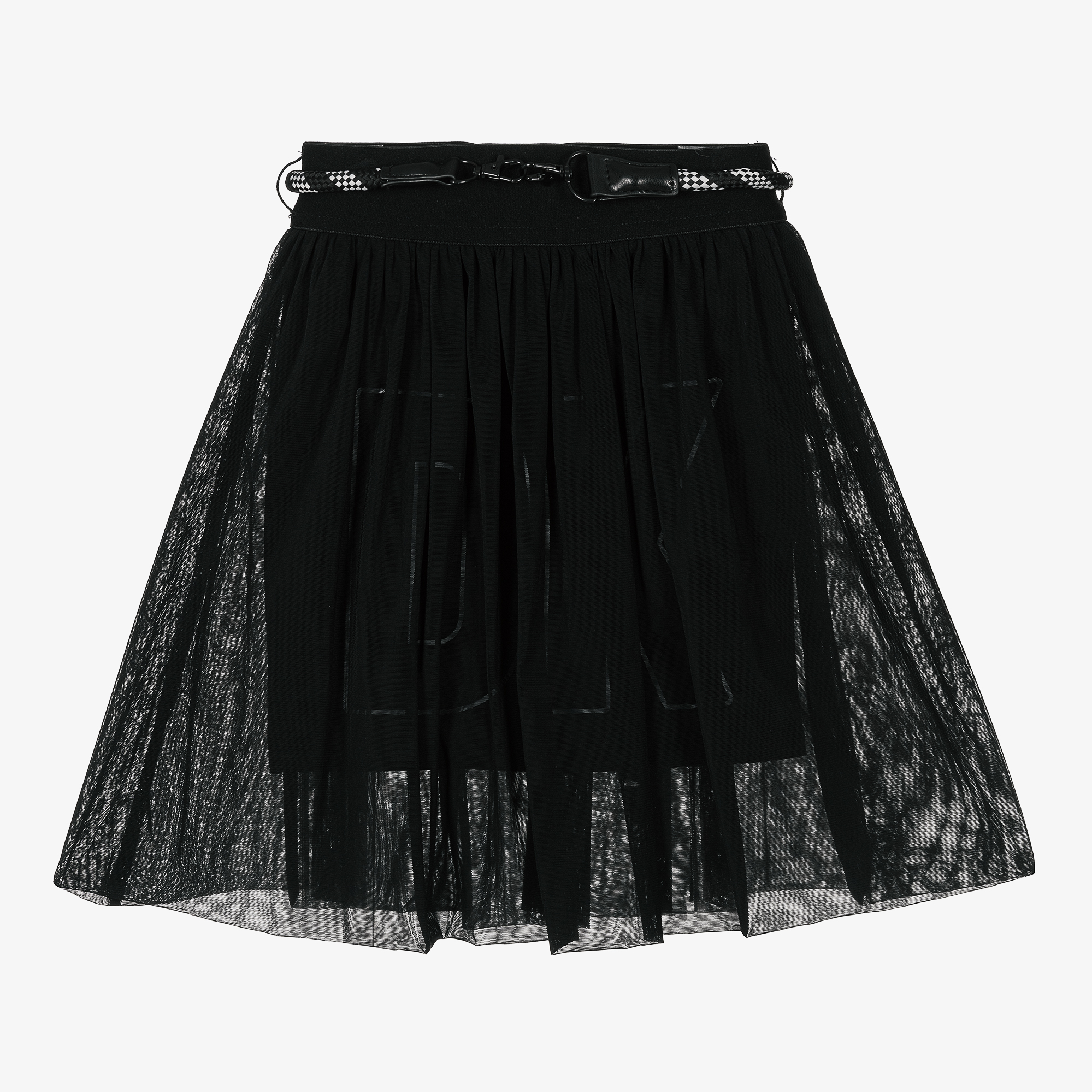 DKNY - Girls Black Sequin Logo Skirt | Childrensalon