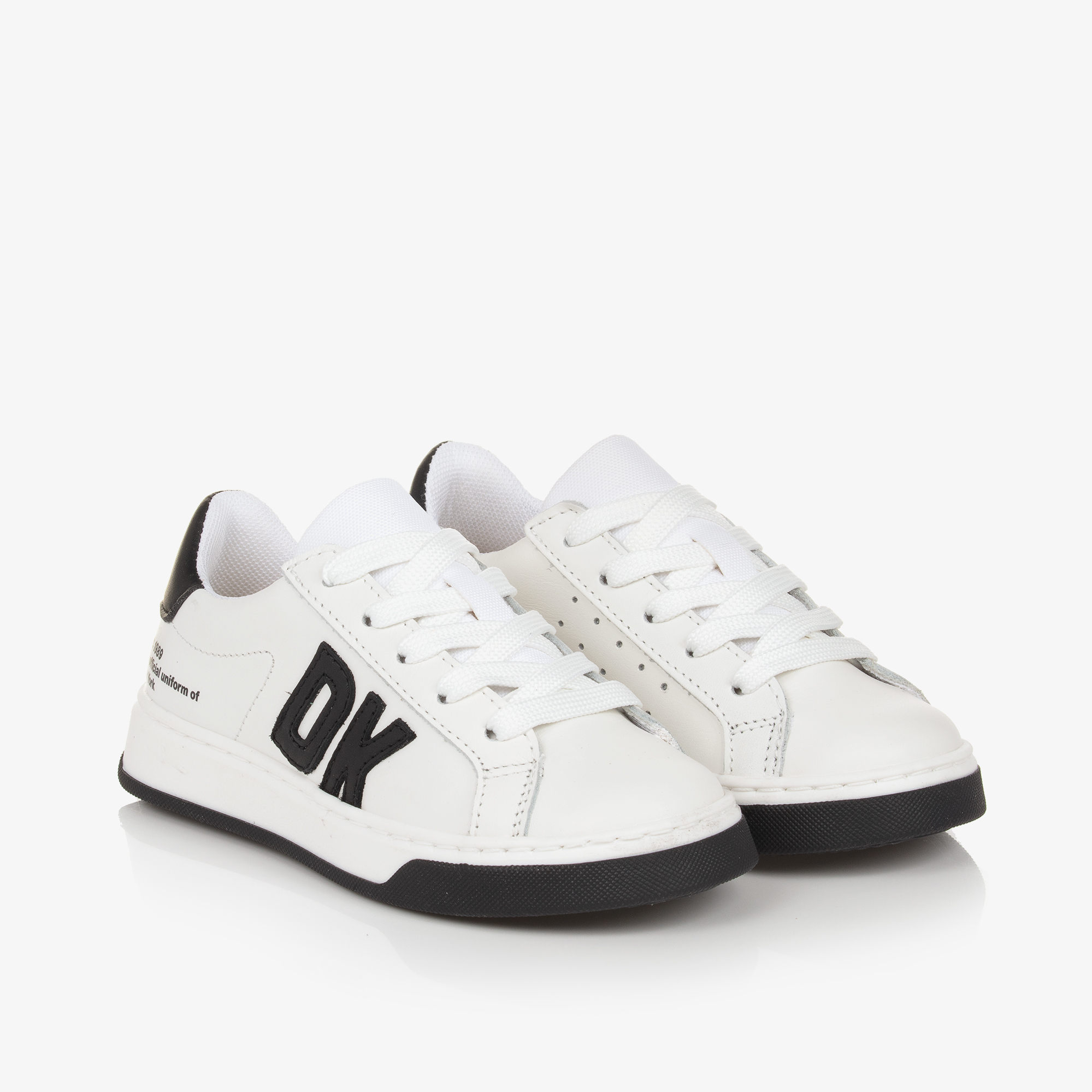 DKNY - White Leather Lace-Up Trainers