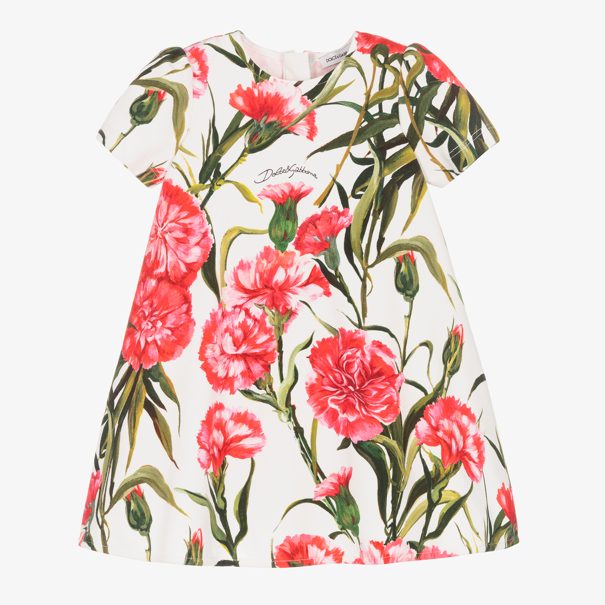 Dolce & Gabbana - Baby Girls White & Pink Carnation Dress | Childrensalon