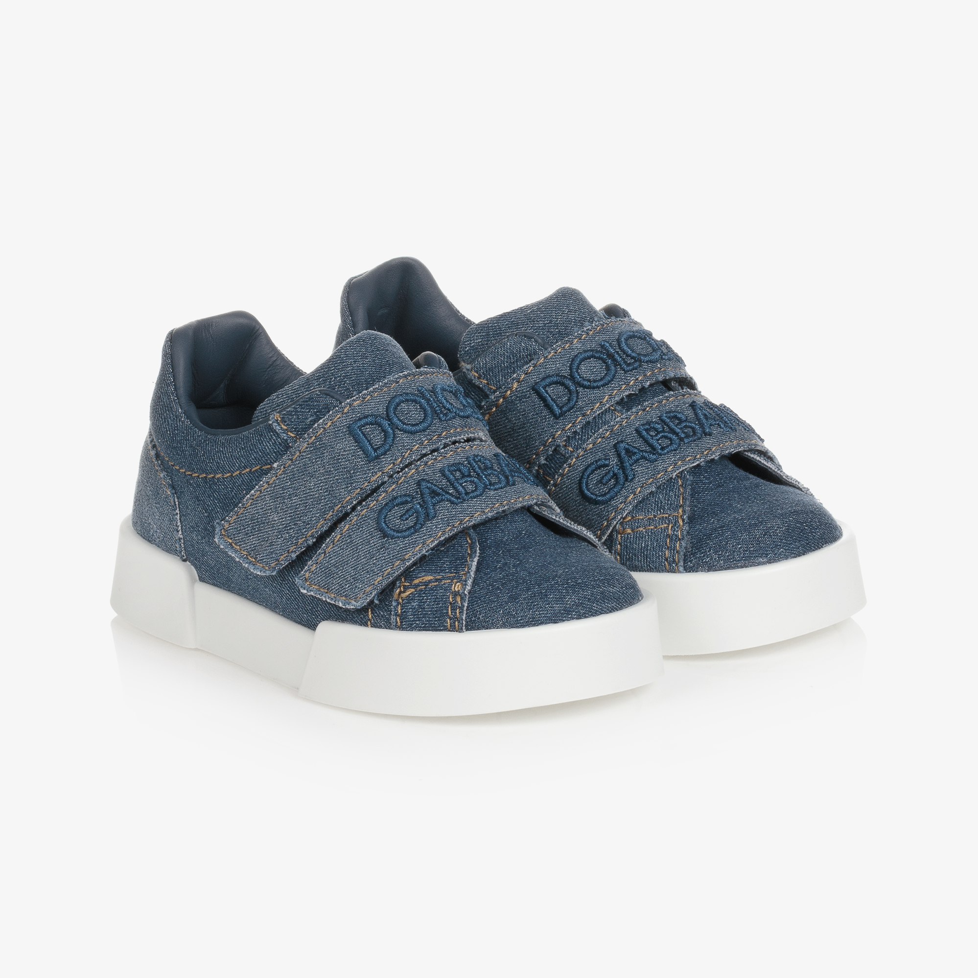 Dolce & Gabbana - Blue Denim Logo Trainers | Childrensalon