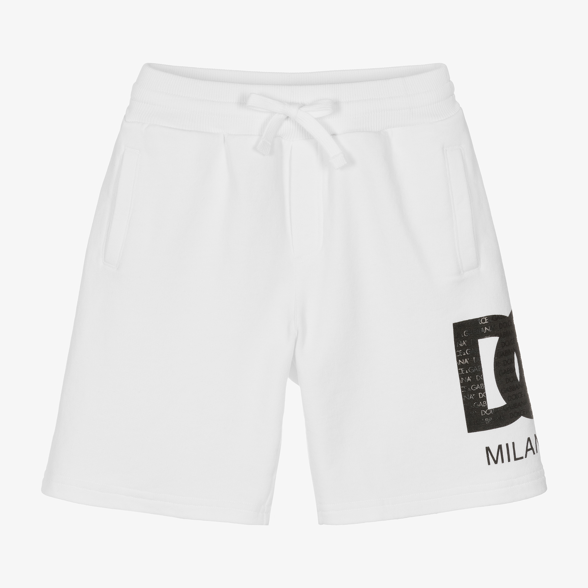 Dolce Gabbana Boys White Cotton Jersey DG Shorts Childrensalon