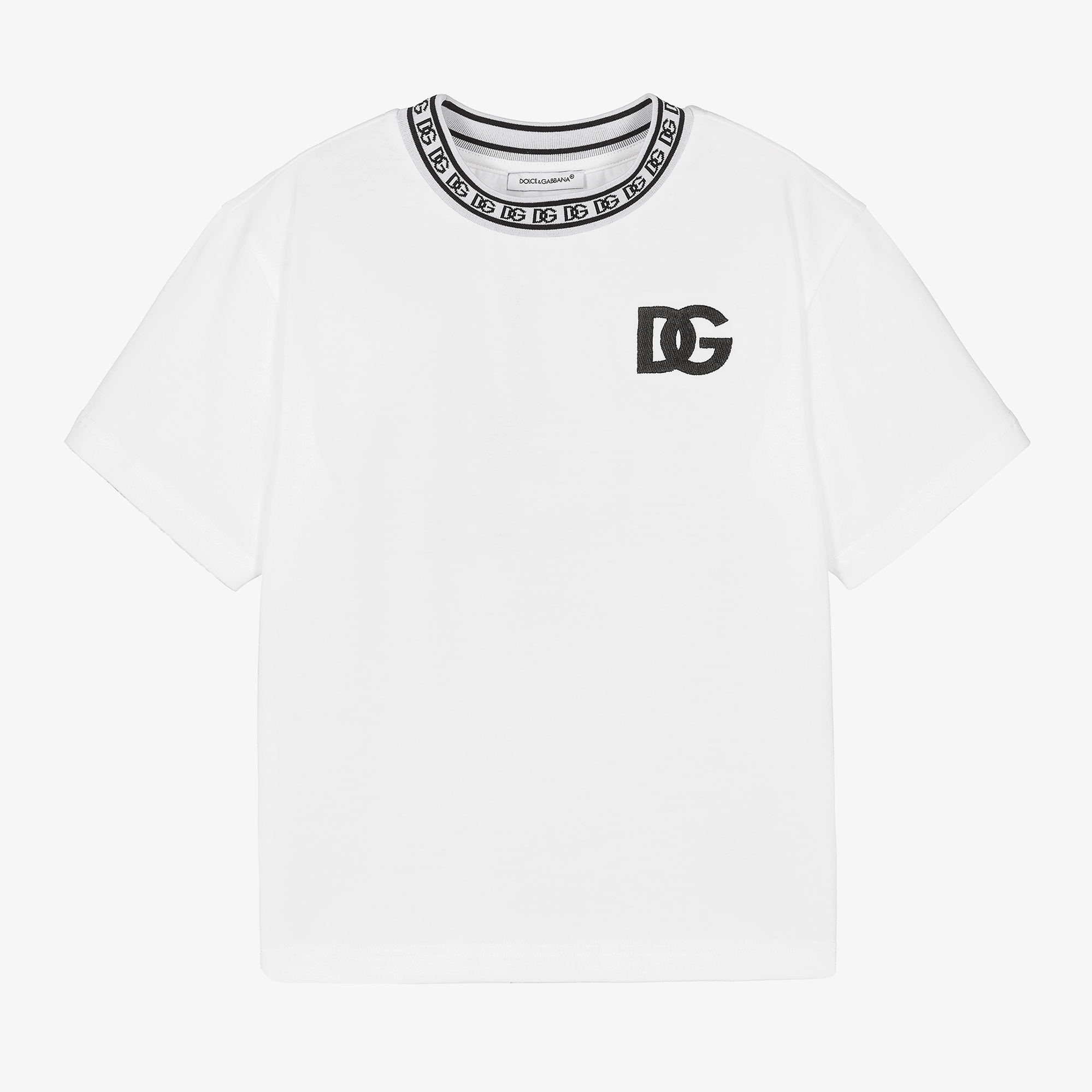 Dolce & Gabbana - White Cotton Logo T-Shirt | Childrensalon